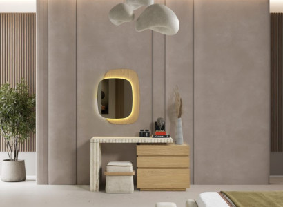 Schminktisch mit Spiegel Braun Konsole Holz Schlafzimmer Hochwertig Möbel