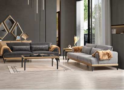 Stilvolle Wohnzimmer Garnitur Polster Dreisitzer Konsole Tisch