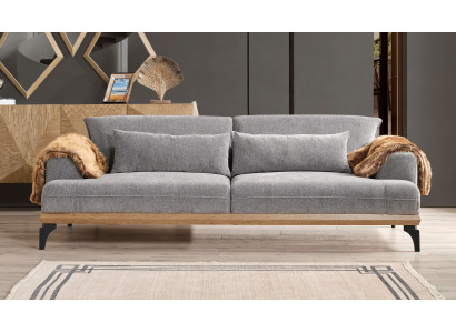 Komfortables Graues Sofa Wohnzimmer Sitzmöbel Moderner 3-Sitzer