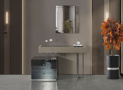 Exklusiver Grauer Schminktisch Designer Spiegel Luxuriöse Möbel