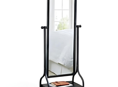 Funktionaler Spiegel mit Ablage und elegantem Metallrahmen in Schwarz