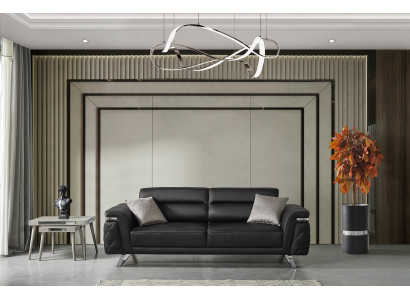 Moderne Wohnzimmer Garnitur Designer Schwarze Couch Beistelltisch