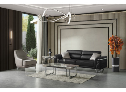 Edles Möbel-Set Sitzcouch 3-Sitzer Sessel Couchtisch Beistelltisch