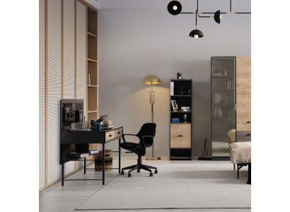 Elegantes Möbel-Set Stilvoller Schreibtisch Edles Holz Bücherregal