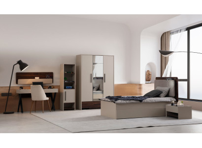 Stilvolles Modernes Schlafzimmer Set Textilbett Schreibtisch Schrank