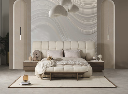 Schlafzimmer Set Doppelbett Beige 2x Nachttische Luxus Einrichtung modern