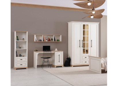 Beiger Jugendzimmer Set Modernes Schlafbett Schreibtisch Schrank