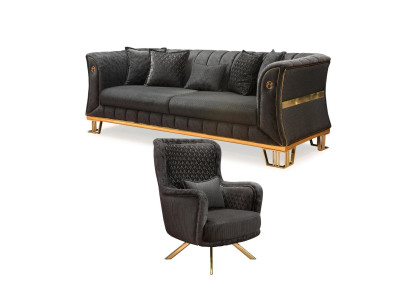 Das moderne Wohnzimmer Set (Sofagarnitur 3+1) harmoniert perfekt mit Textilien