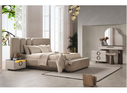 Schlafzimmer Bett 2x Nachttische  Schminktisch mit Spiegel Möbel