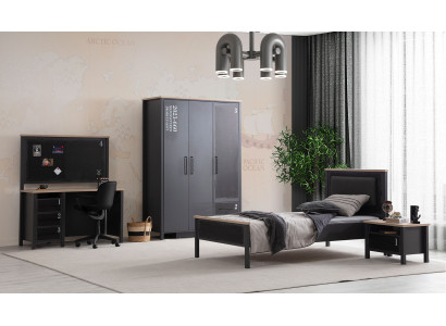 Jugendzimmer Möbel Designer Schlafbett Holz Nachttisch Holzschrank