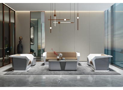 Modernes 3+1+1 Sofa-Set mit Couchtisch aus Kunstleder