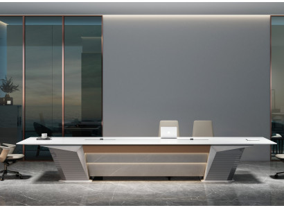 Eleganter Konferenztisch in Weiß – ideal für Büro und Meetingräume