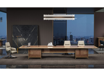Eleganter großer Konferenztisch in Braun – perfekt fürs Büro