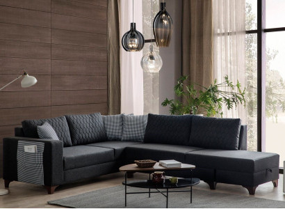 Stilvolles Ecksofa in Anthrazit mit schlichtem Design und hohem Komfort