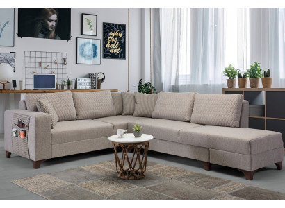 Wunderschönes Ecksofa mit klaren Formen und weicher Polsterung