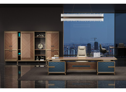 Moderner Schreibtisch mit passendem Büroschrank – funktional und stilvoll