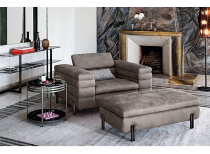 Design-Sessel in Kunstleder Grau Relaxsessel Polstersessel Komfortsessel