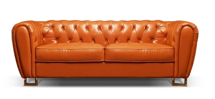 2-Sitzer Sofa aus Kunstleder Orange Polstersofa Zweisitzer Couch Wohnzimmer