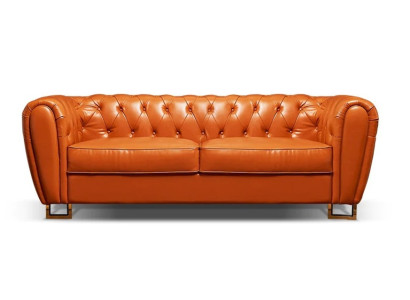 2-Sitzer Sofa aus Kunstleder Orange Polstersofa Zweisitzer Couch Wohnzimmer