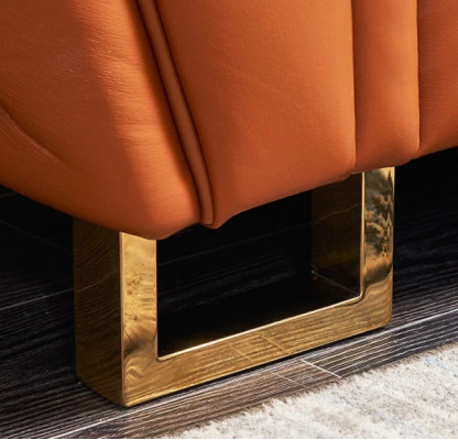 2-Sitzer Sofa aus Kunstleder Orange Polstersofa Zweisitzer Couch Wohnzimmer