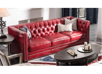 3-Sitzer Couch Kunstleder Dreisitzer Sofa Polstersofa Rot Komfortsofa