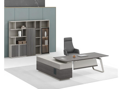 Vitrinenschrank mit passendem Eckschreibtisch für stilvolles Büro