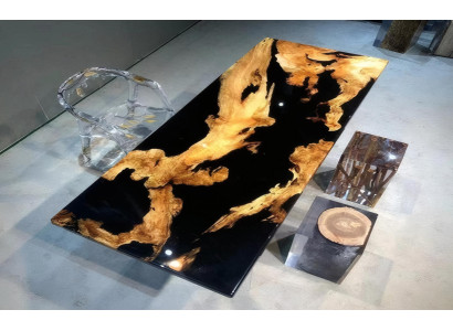 Schwarzer Epoxidharz-Tisch Designer Esszimmermöbel Luxus Esstisch