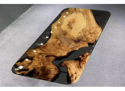 Moderner Tisch aus Epoxidharz, Stilvoller grau transparent, rechteckiger Tisch