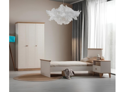 Stilvolle Komplette Einrichtung Einzelbett Nachttisch Kleiderschrank