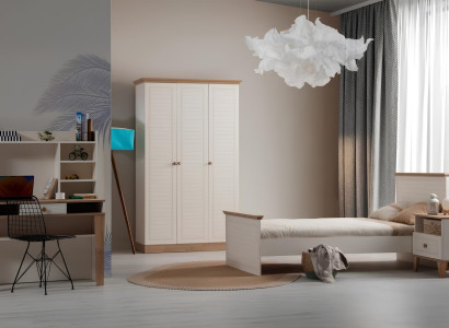 Beige Schlafzimmer Garnitur Robustes Bett Designer Schreibtisch