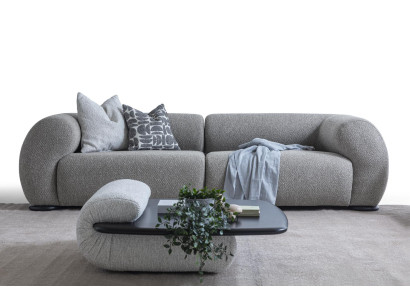 Moderne Graue Wohnzimmer Garnitur Polstersofa Holz Couchtisch