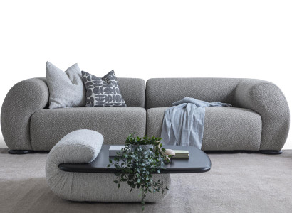 Moderne Graue Wohnzimmer Garnitur Polstersofa Holz Couchtisch