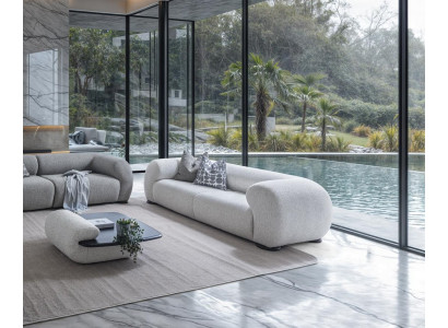 Beige Wohnzimmer Garnitur Designer 3-Sitzer Polstercouch Couchtisch