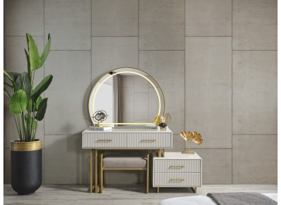 Schminktisch mit Spiegel Design Luxus Konsole Kommode Schlafzimmer Modern Stil