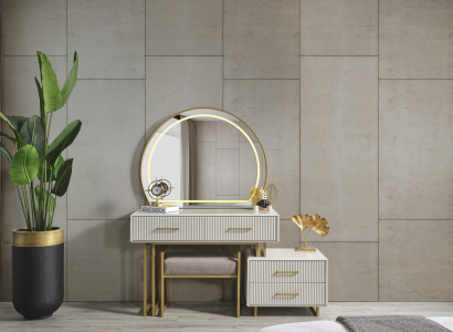 Schminktisch mit Spiegel Design Luxus Konsole Kommode Schlafzimmer Modern Stil