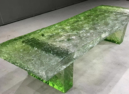 Grüne transparente Bank Bank aus Epoxidharz Designerbank Epoxidharzmöbel