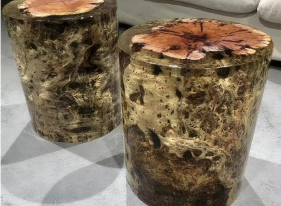 Stilvoller RUnder Beistelltisch Massivholz Tisch Wohnzimmer Möbel