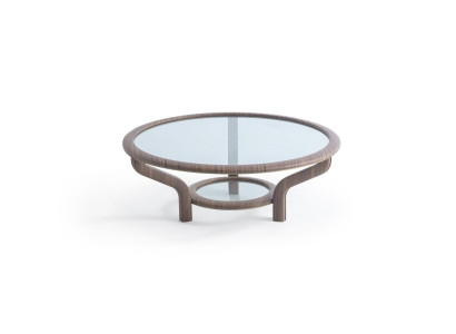 Runder Brauner Couchtisch Wohnzimmer Designer Glastisch Edle Möbel