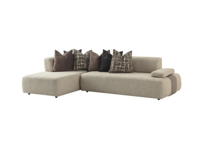 Beiges Ecksofa Wohnzimmer Designer Couch Luxuriöses Textilsofa
