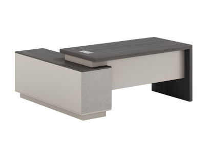 Stilvoller Eckschreibtisch mit praktischem Stauraum und robustem Aufbau.