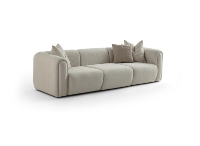 Wohnzimmer Beiger Viersitzer Luxuriöse Polstercouchen Holzgestell