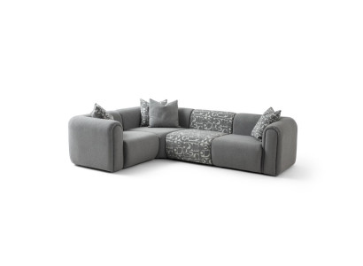 Graues Polster Ecksofa Wohnzimmer Couch Textilsofas Polstermöbel
