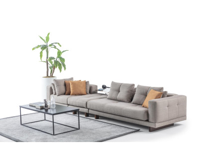Moderne Wohnzimmer Garnitur Beiger Dreisitzer Edler Couchtisch