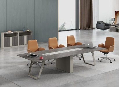 Großer grauer Konferenztisch 280x130x75 cm mit elegantem Design.