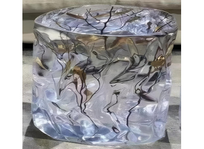 Runder Tisch mit Eisast-Effekt Tisch aus Epoxidharz Transparent Tisch