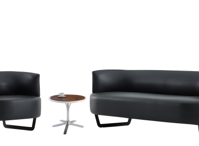 Schwarze Büro-Sitzmöbel Designer 3-Sitzer Couch 2x Polstersessel