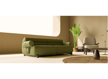 Wohnzimmer Sitzmöbel Grüne 3-Sitzer Couch Beiger Polstersessel