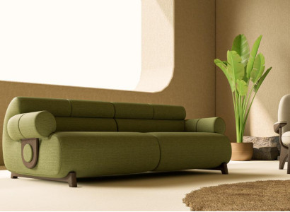 Wohnzimmer Sitzmöbel Grüne 3-Sitzer Couch Beiger Polstersessel