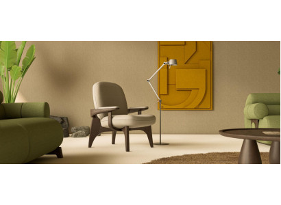 Stilvoller Beiger Sessel Wohnzimmer Polstersessel Edle Holzrahmen