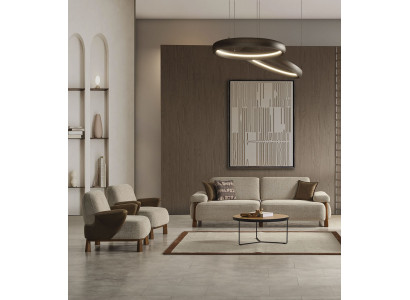 Stilvolle Wohnzimmer Couchgarnitur Designer Textilsofa 2x Sessel